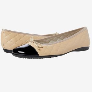 French Sole Passport Rubber Sole beige/black Ballet Flat~8.5